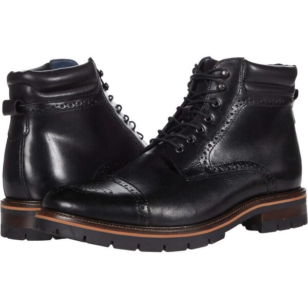 ジョンストンアンドマーフィー メンズ ブーツ＆レインブーツ シューズ Cody Cap Toe Boot Black Full Grain Leather