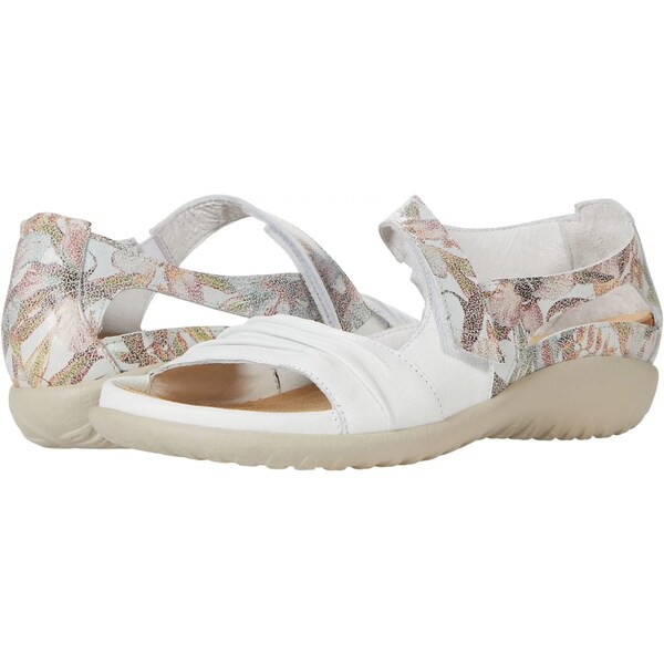 ナオト レディース サンダル シューズ Papaki Soft White Leather/Floral Leather