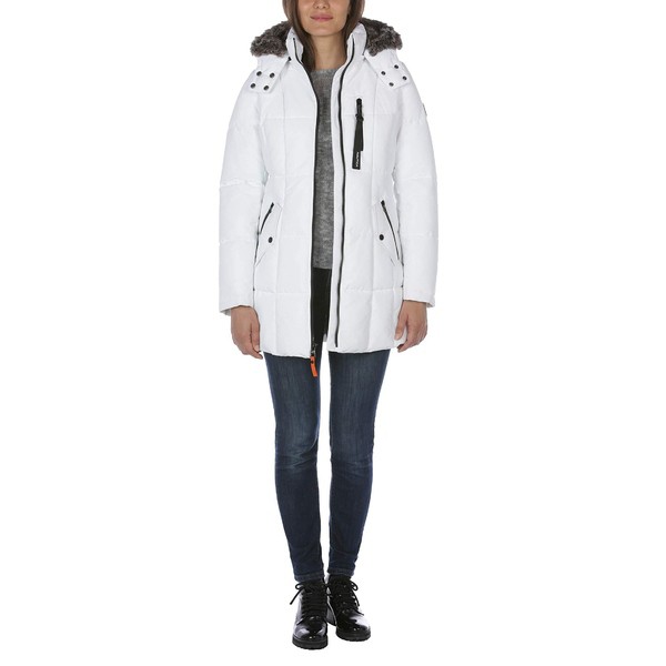 ナウティカ レディース コート アウター Women's Heavyweight Puffer Jacket with Faux Fur Lined Hood Bright White