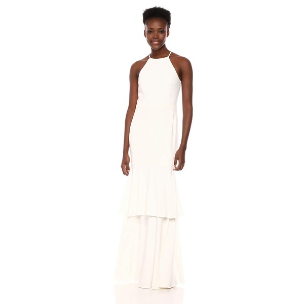 ホルストンヘリテイジ レディース ワンピース トップス Women's Sleeveless High-Neck Mesh Back Tiered Gown Chalk