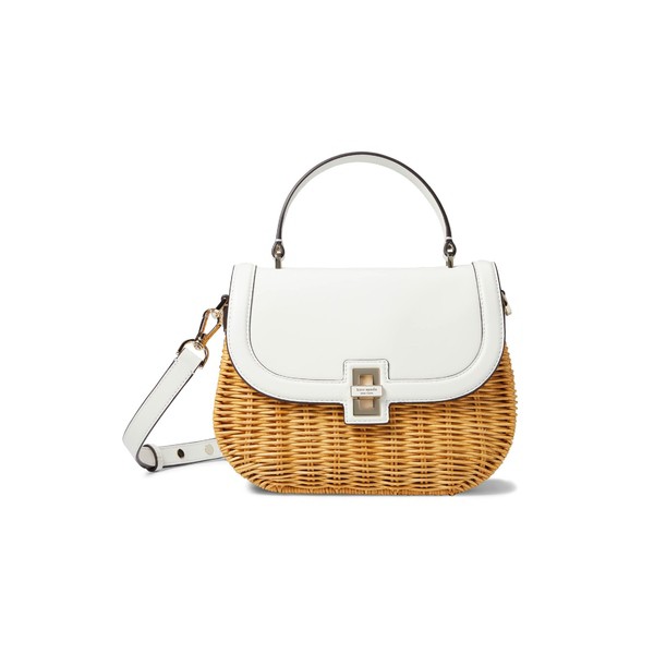 ケイト スペード レディース ハンドバッグ バッグ Gracie Wicker Medium Top-Handle Optic White Multi