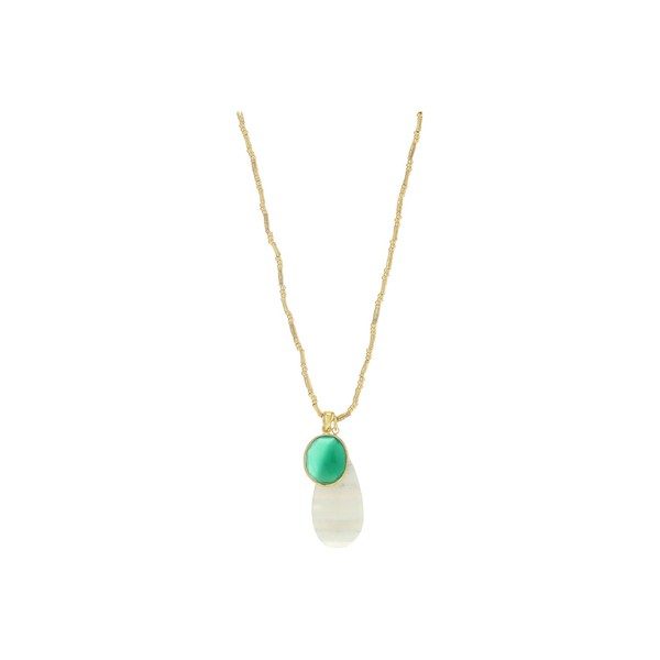 チャンルー レディース ネックレス・チョーカー・ペンダントトップ アクセサリー Pearl and Turquoise Necklace Emerald Mix