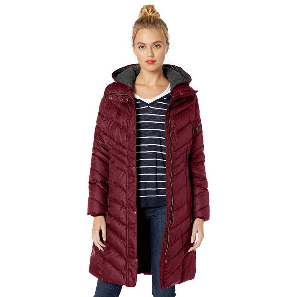 マークニューヨーク レディース コート アウター Women's Odessa Slim Long Synthetic Down Jacket Burgundy