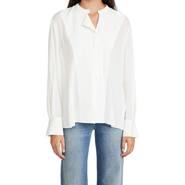 ヴィンス レディース シャツ トップス Women Long Sleeve Tie Neck Blouse Off White