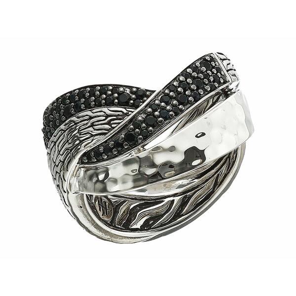 ジョン・ハーディー レディース リング アクセサリー Classic Chain Hammered Band Ring Black Sapphire/Black Spinel