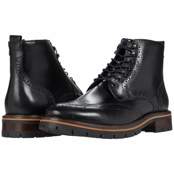 ジョンストンアンドマーフィー メンズ ブーツ＆レインブーツ シューズ Cody Wing Tip Zip Boot Black Full Grain Leather