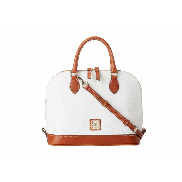 ドーネイアンドバーク レディース ハンドバッグ バッグ Pebble Zip Zip Satchel White w/ Tan Trim