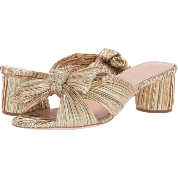 ロフラー ランダル レディース ヒール シューズ Emilia Pleated Knot Mule Gold Pleated Lame