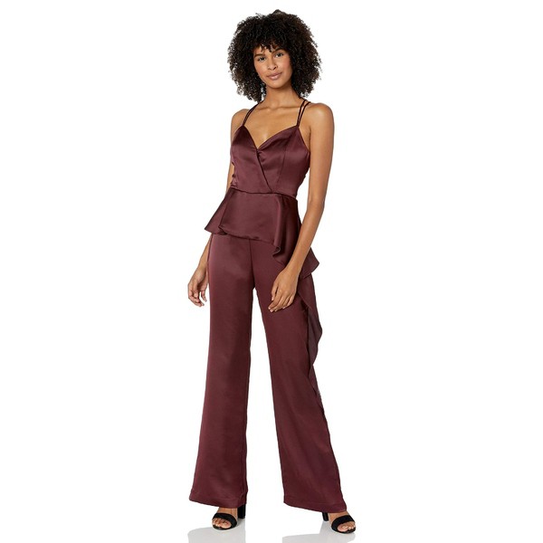 パーカー レディース ジャンプスーツ トップス Women's Lucille V-Neck Peplum Jumpsuit Maroon