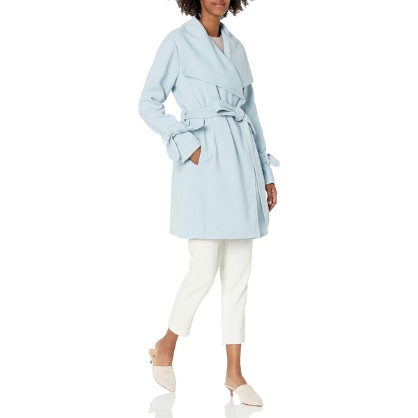 カールラガーフェルド レディース コート アウター Women's Cascade Front Wrap Trench Coat Sky Blue