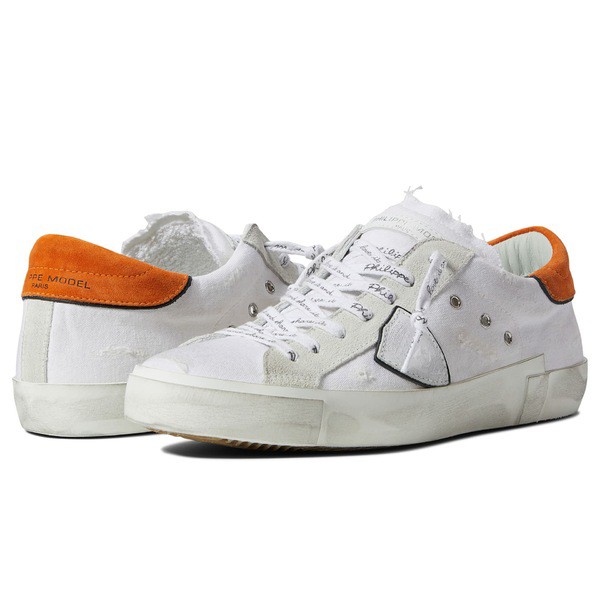 フィリップモデル メンズ スニーカー シューズ PRSX Low Sneaker Canvas Vintage/Blanc Orange