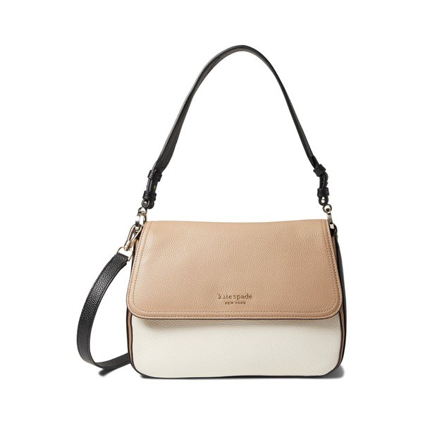 ケイト スペード レディース ハンドバッグ バッグ New Core Pebble Color-Blocked Leather Medium Convertible Shoulder Bag Parchment M