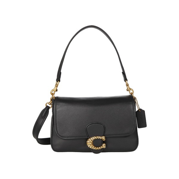 コーチ レディース ハンドバッグ バッグ Soft Calf Leather Embellished C Closure Soft Tabby Shoulder Bag Black