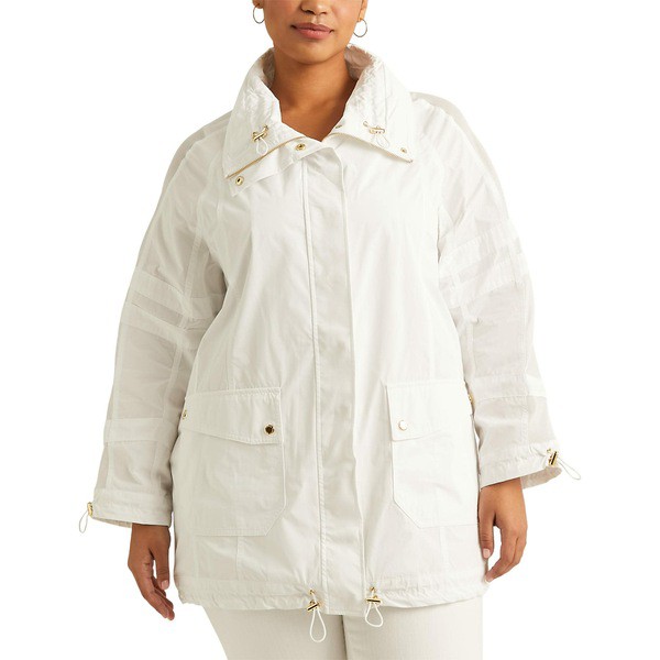 ラルフローレン レディース コート アウター Plus Size Taffeta Windbreaker White