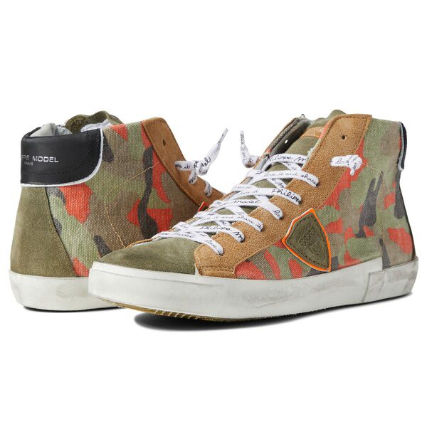 フィリップモデル メンズ スニーカー シューズ PRSX High Top Sneaker Camouflage/Orange Cognac