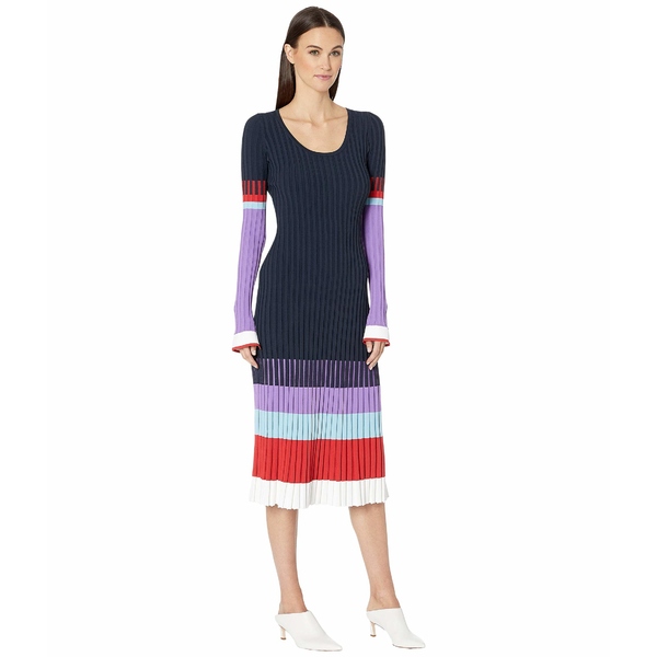 最高の プラバルグラング レディース ワンピース トップス Scoop Neck Color Blocked Long Sleeve Dress Navy Multi 高質で安価 Olsonesq Com