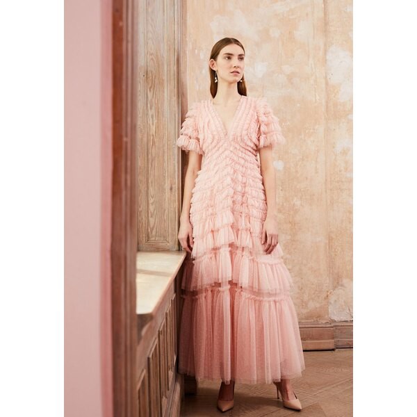 ニードルアンドスレッド レディース ワンピース トップス WILLOW RUFFLE V-NECK GOWN - Occasion wear - seashell coral seashell coral