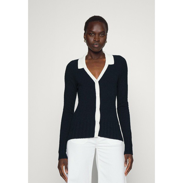 エレメ レディース ニット&セーター アウター SPONGY V NECK CARDIGAN - Cardigan - navy/white navy/white