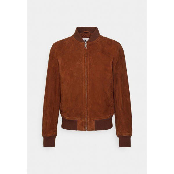 スコット メンズ コート アウター Leather jacket - cognac cognac