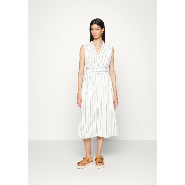 ダナ キャラン ニューヨーク レディース ワンピース トップス V NECK BELTED MIDI - Day dress - ivory/black ivory/black