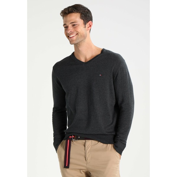 絶対一番安い トミー ヒルフィガー メンズ ニット セーター アウター V Neck Jumper Charcoal Heather Charcoal Heather 待望の再販 Theblindtigerslidell Com