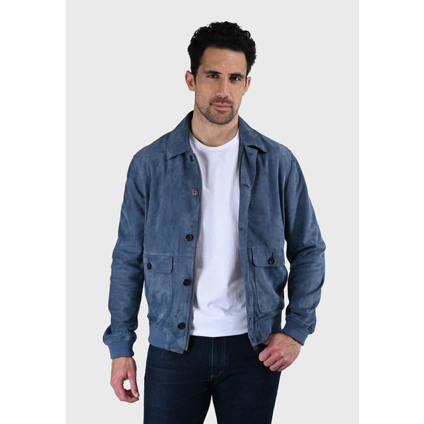 オークウッド メンズ コート アウター ALESSANDRO - Leather jacket - blue denim blue denim