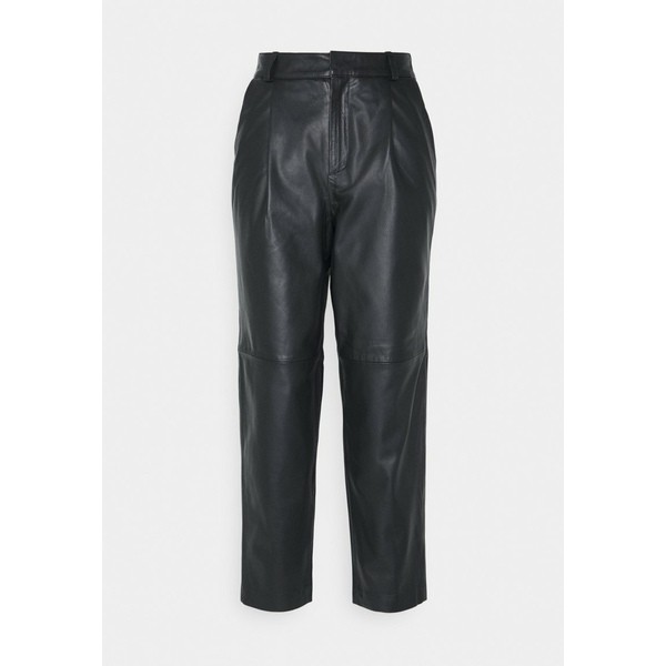 オブジェクト レディース カジュアルパンツ ボトムス OBJMIA ANKLE PANT - Leather trousers - black black