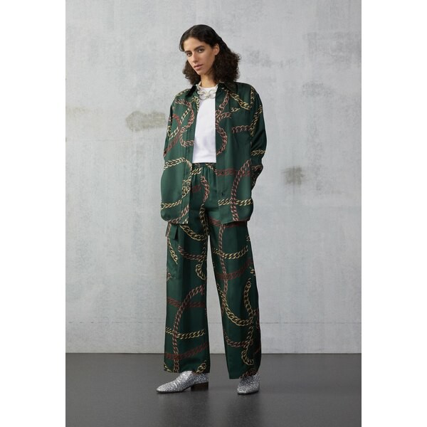 ヴィクトリア ベッカム レディース カジュアルパンツ ボトムス PYJAMA TROUSER - Trousers - dark green/copper dark green/copper