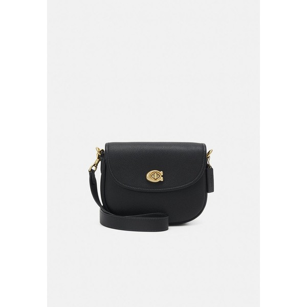 コーチ レディース ショルダーバッグ バッグ POLISHED PEBBLE WILLOW SADDLE BAG - Across body bag - black black