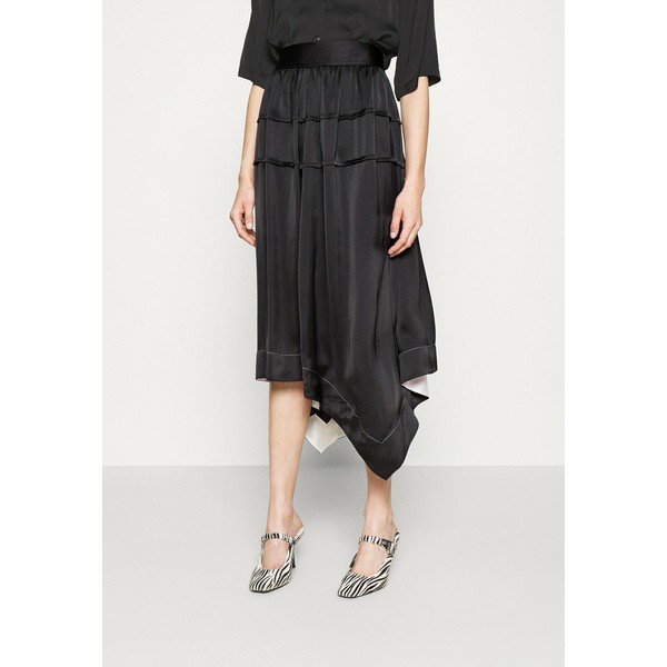 スリーワンフィリップリム レディース スカート ボトムス PIN TUCKED ASYMMETRICAL SCARF HEM SKIRT - A-line skirt - black black