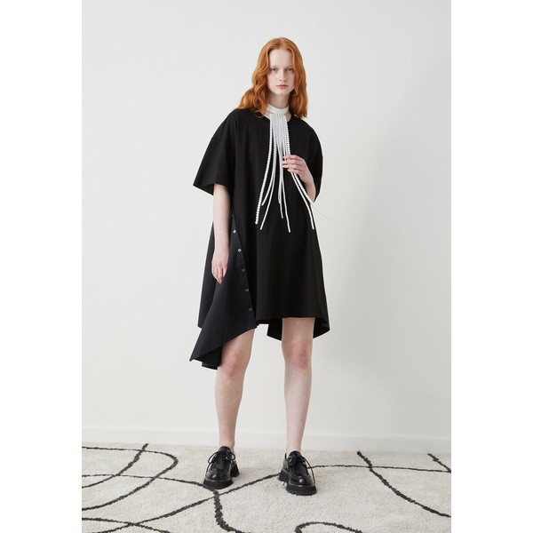 スリーワンフィリップリム レディース ワンピース トップス DRAPED COMBO T-SHIRT DRESS - Day dress - black black