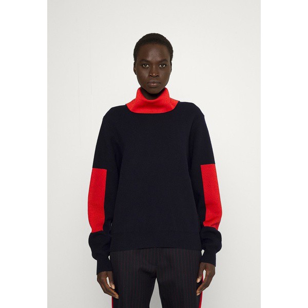 ヴィクトリア ベッカム レディース パーカー・スウェットシャツ アウター ELBOW PATCH HIGH NECK JUMPER - Jumper - navy/bright red nav