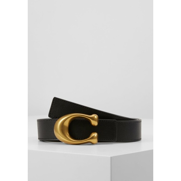 コーチ レディース ベルト アクセサリー SCULPTED REVERSIBLE BELT - Belt - black/saddle black/saddle