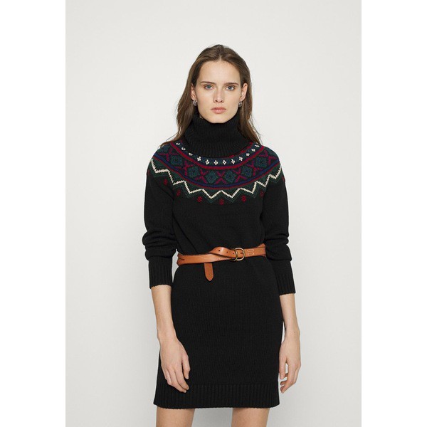 ラルフローレン レディース ワンピース トップス FAIR ISLE TURTLENECK SWEATER DRESS - Jumper dress - black black