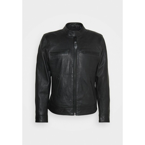 スコット メンズ コート アウター Leather jacket - black black