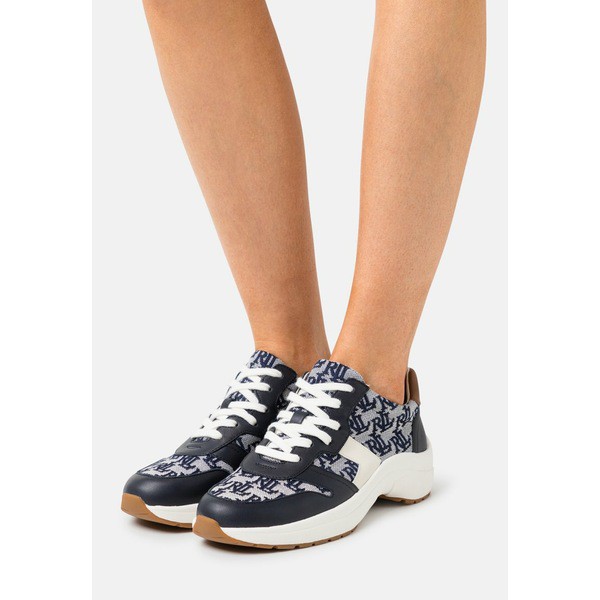 ラルフローレン レディース スニーカー シューズ RYLEE MONOGRAM JACQUARD SNEAKER - Trainers - navy/vanilla/deep saddle tan navy/van