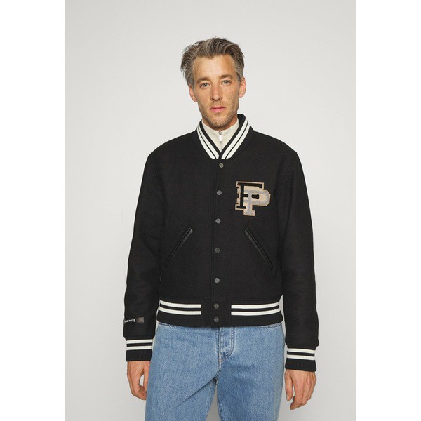 フィリングピース メンズ コート アウター VARSITY JACKET - Bomber Jacket - black/white black/white