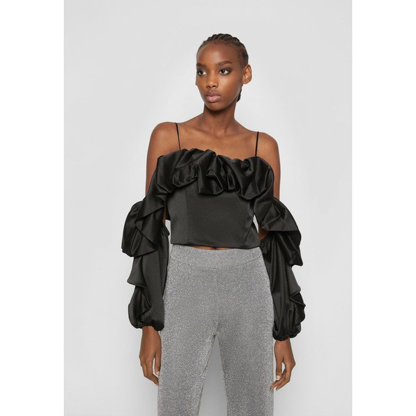 アリス アンド オリビア レディース Tシャツ トップス MONROW RUFFLE CROP - Top - black black