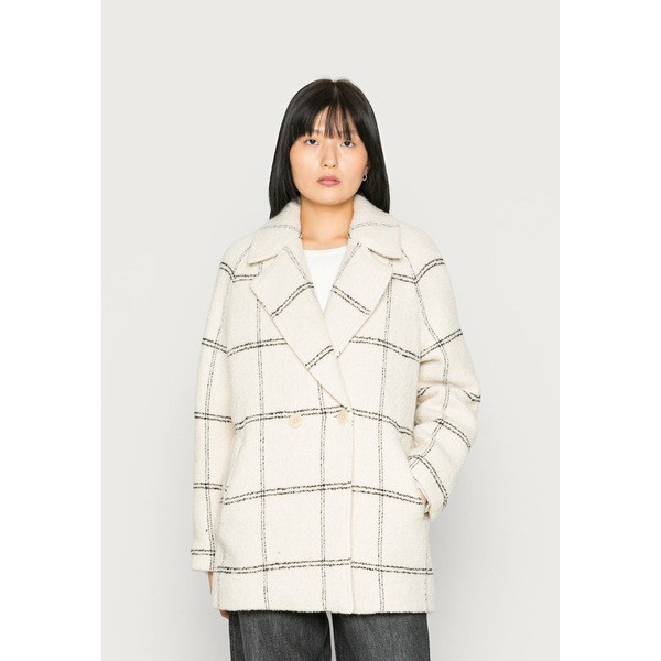 バナナ リバブリック レディース コート アウター WINDOWPANE SOFT COCOON - Classic coat - off white/black/white off white/black/whi