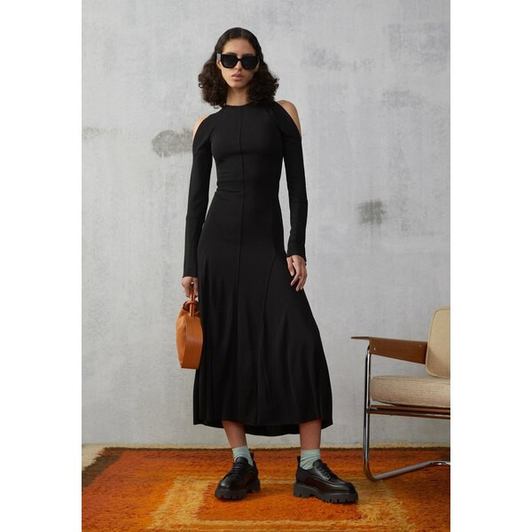 ヴィクトリア ベッカム レディース ワンピース トップス OPEN SHOULDER MIDI - Jersey dress - black black