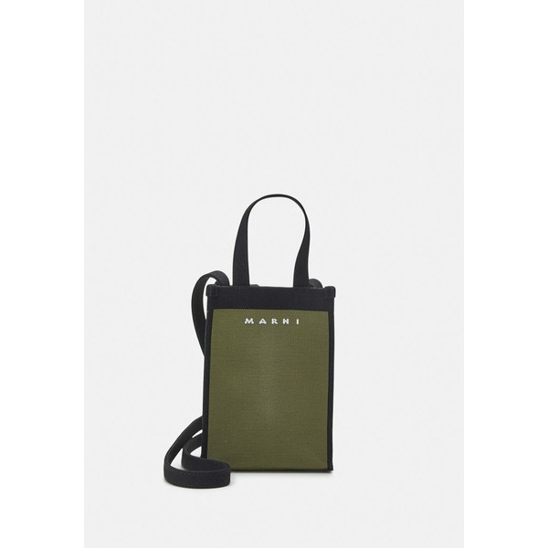 マルニ レディース ショルダーバッグ バッグ CROSSBODY MINI UNISEX - Across body bag - dark olive/black/white dark olive/black/whit