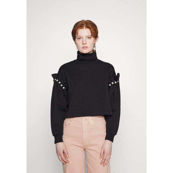 マザーオブパール レディース パーカー・スウェットシャツ アウター HIGH NECK CROPPED WITH PEARL SHOULDER - Sweatshirt - black black