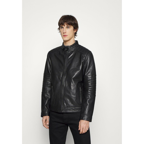 ジョープ メンズ コート アウター Leather jacket - black black