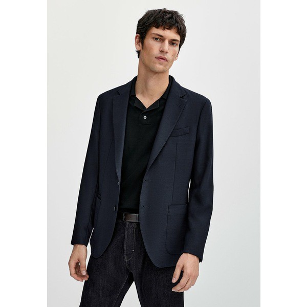 マッシモ ドゥッティ メンズ パーカー・スウェットシャツ アウター TEXTURED - Blazer jacket - dark blue dark blue