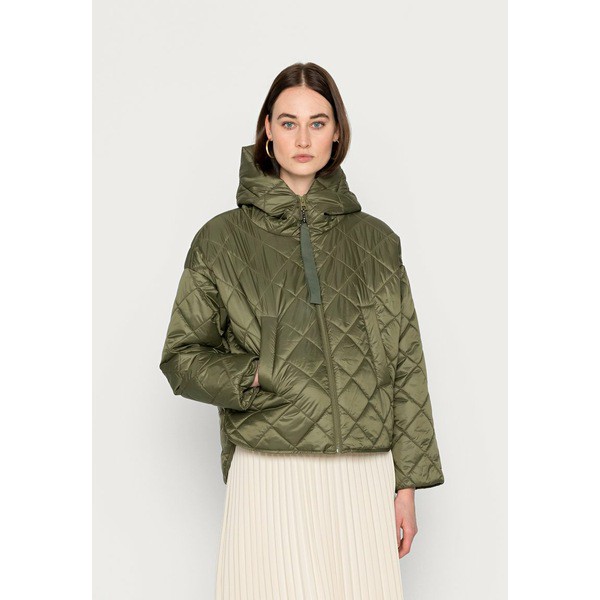 マルコポーロ レディース コート アウター CAPE DIAMOND FIX HOOD SIDE SLITS - Light jacket - olive grove olive grove