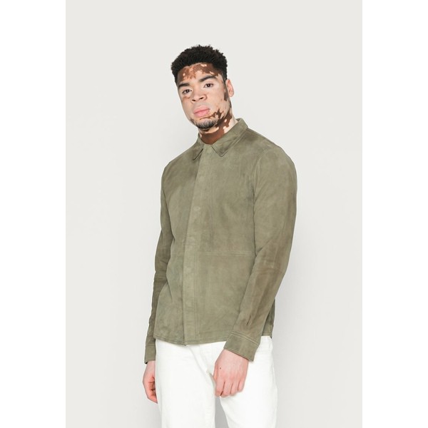 グースクラフト メンズ コート アウター WAYNE - Leather jacket - sage green sage green