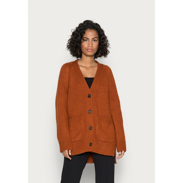 マルコポーロ レディース ニット&セーター アウター CARDIGAN LONGSLEEVE V NECK BUTTON CLOSURE - Cardigan - bright rustic orange bri