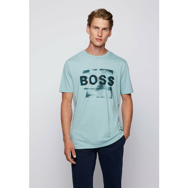業界最安値挑戦 ボス メンズ Tシャツ トップス Print T Shirt Turquoise Turquoise 東京激安 Triplex Ee