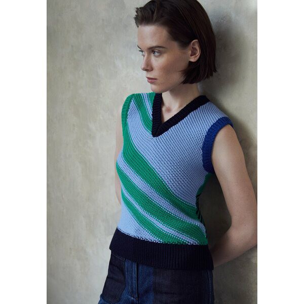 ヴィクトリア ベッカム レディース パーカー・スウェットシャツ アウター PATCHWORK STRIPE TANK - Jumper - green green