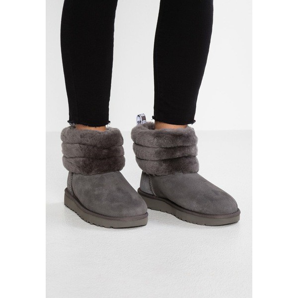 アグ レディース ブーツ＆レインブーツ シューズ FLUFF MINI QUILTED - Classic ankle boots - charcoal charcoal